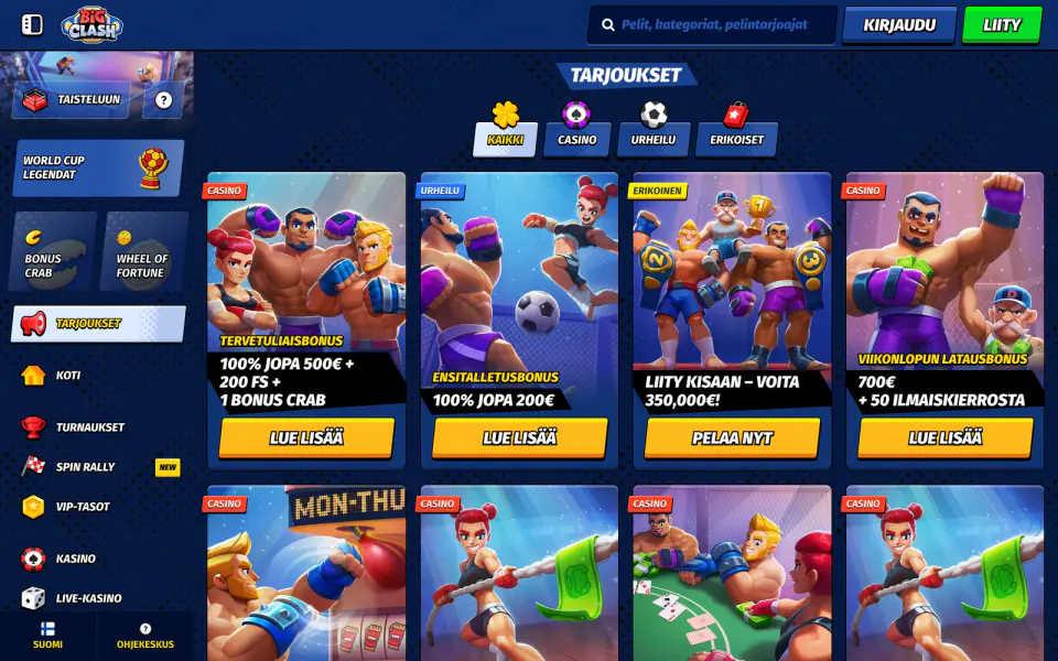 BigClash Casino — Kampanjasivu, tallennettu kuvakaappaus 16.7.2026