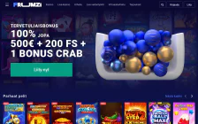 Frumzi Casino — Etusivu, tallennettu kuvakaappaus 16.7.2026