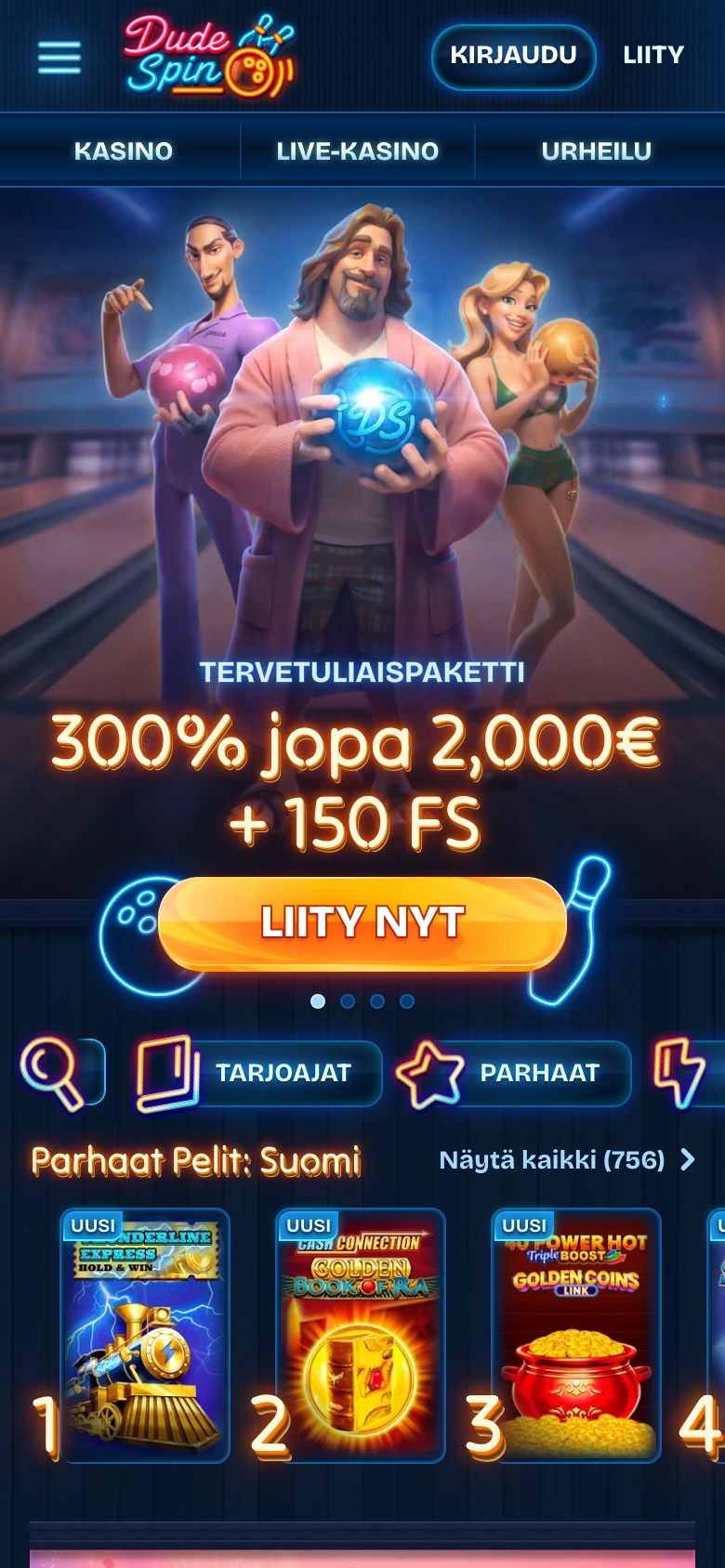DudeSpin Casino mobiiliselaimessa