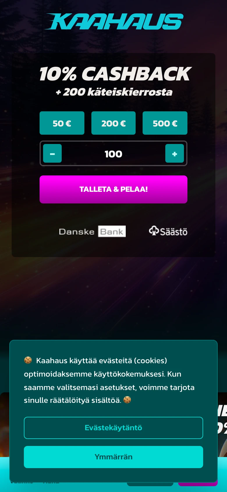 Kaahaus Kasino mobiiliselaimessa