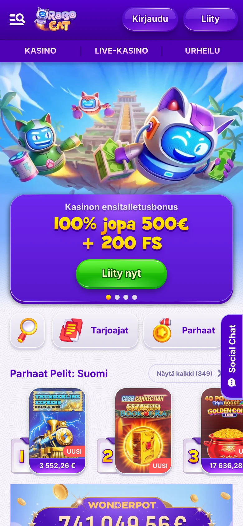 Robocat Casino mobiiliselaimessa