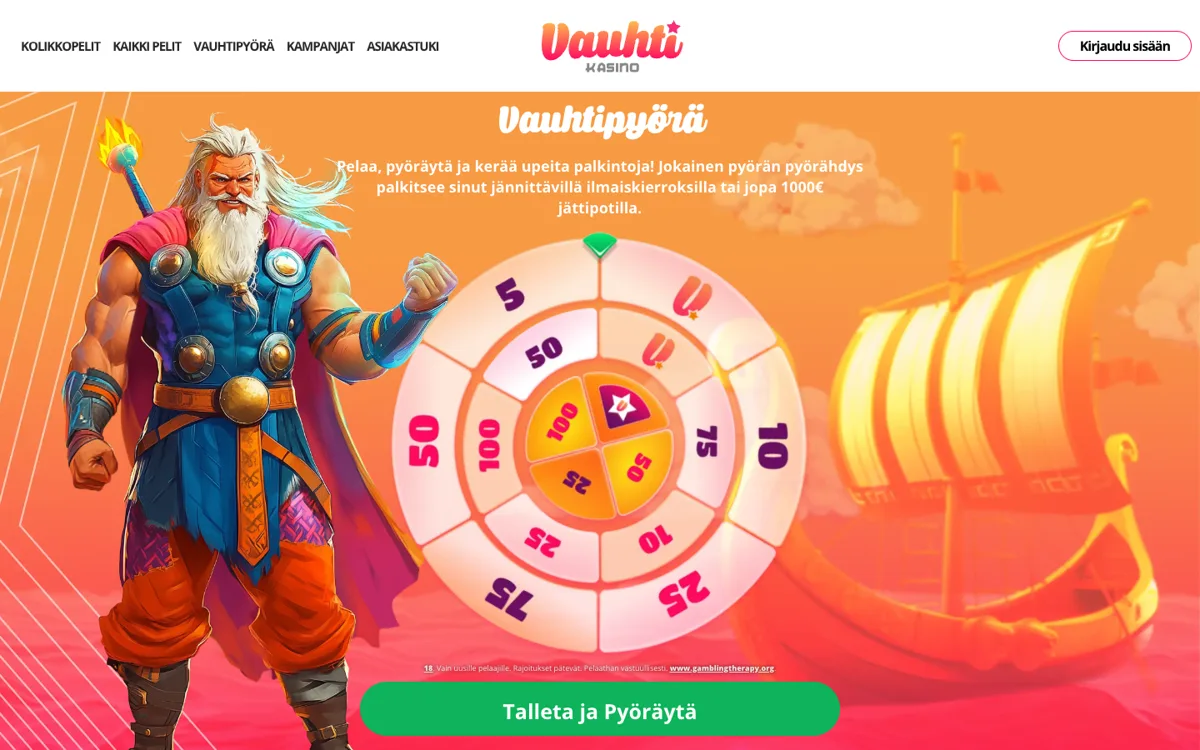 Vauhtipyörä-sivu 18.10.2026: ”Pelaa, pyöräytä ja kerää upeita palkintoja” – ilmaiskierroksia tai jopa 1 000 € jättipotti, Vauhtibonus ja Boostatut kierrokset